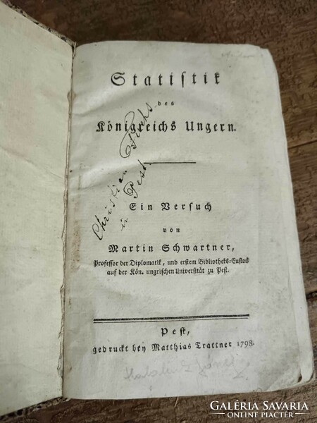 'Martin schwartner: statistik des königreichs ungern (Gothic)' 1798 antique book about Hungary