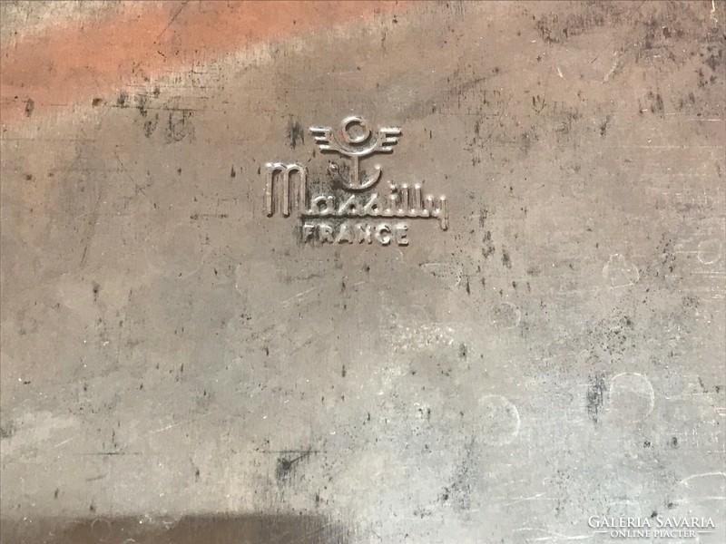 Massilly Trance pléh doboz,kekszes doboz,1970-es évek. Mérete: 20x14 cm Hediard Depuis 1854.Paris