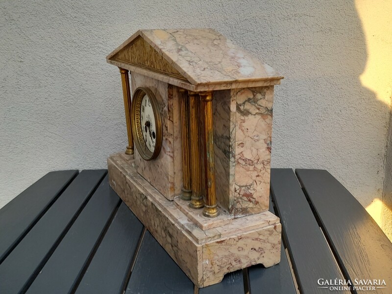 HUF 1 antique multi-column marble fireplace clock with scenes