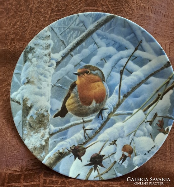 Bird porcelain decorative plate, robin bird wall plate (l4545)