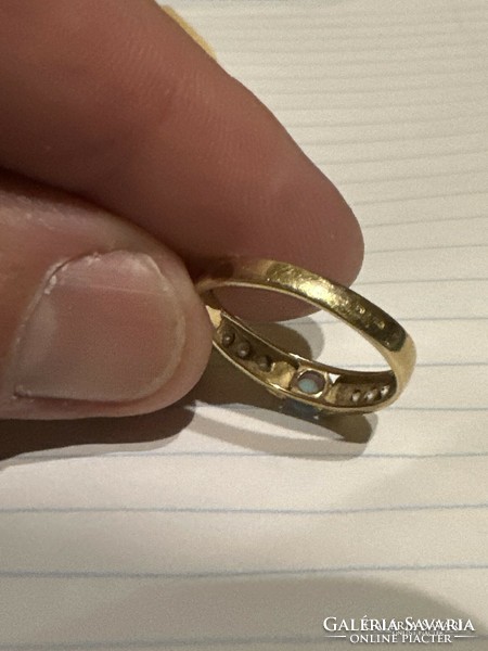 Régi 14 Kt sárga arany gyűrű fehér opállal 54-55, 2.5 gramm