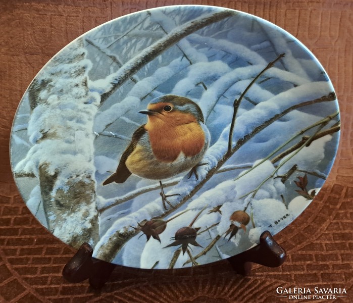 Bird porcelain decorative plate, robin bird wall plate (l4545)