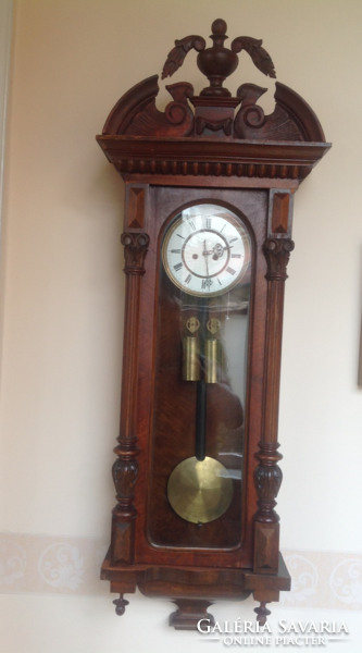Antique, still working, noiseless, pewter-style 2 heavy wall clocks