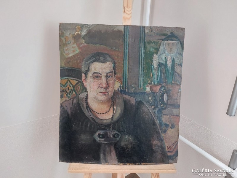 (K) Portréfestmény Erdélyi Mihály Szeged 58x66 cm