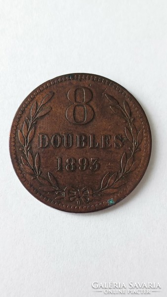Guernsey, 8 doubles 1893 rarer mint issued in small numbers
