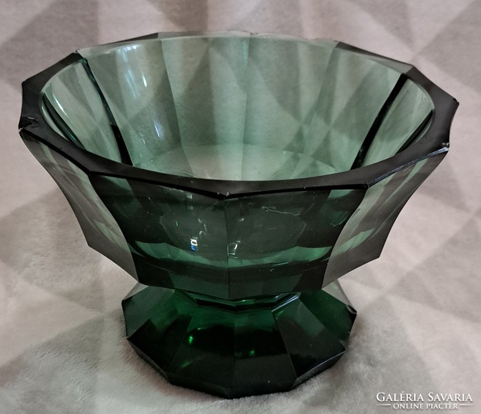 Antique moser glass bowl, table centerpiece (l4566)