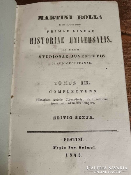 Martini bolla e scholis piis primae lineae historiae universalis in usum ...Antique series, from 1843