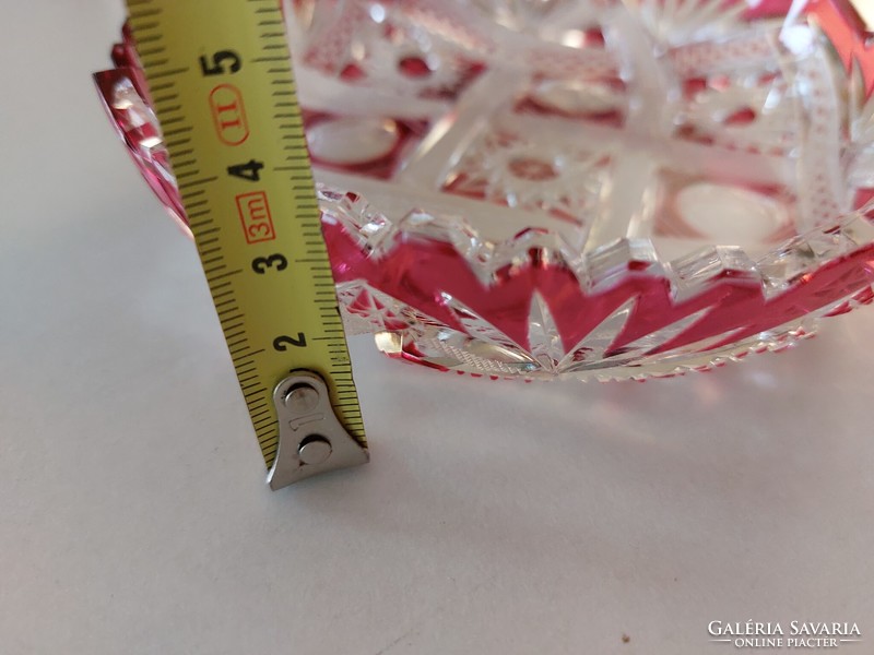 Régi ólomkristály tál csiszolt kristály dísztál 14 cm