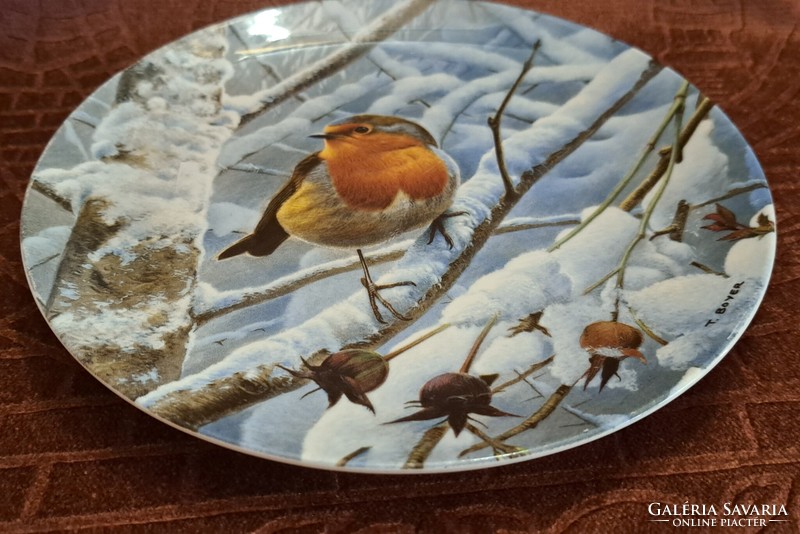 Bird porcelain decorative plate, robin bird wall plate (l4545)