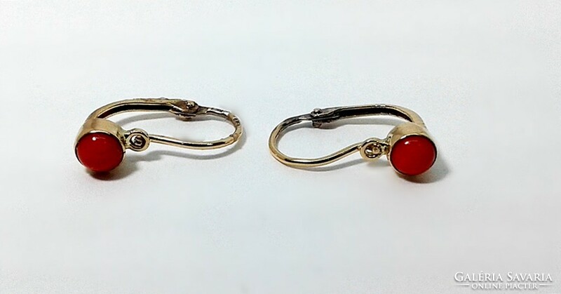 Gold baby earrings with red stones (zal-au123945)