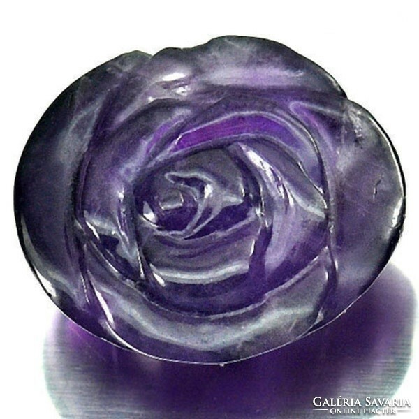 Real, 100% natural carved/engraved violet amethyst rose gemstone 12.38ct - st.
