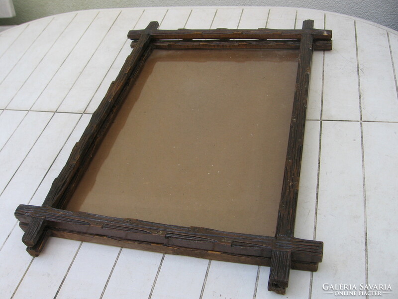 Pair of antique rustic wooden picture frames