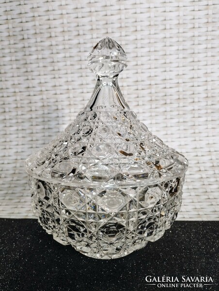 Large bohemian crystal bonbonier with lid