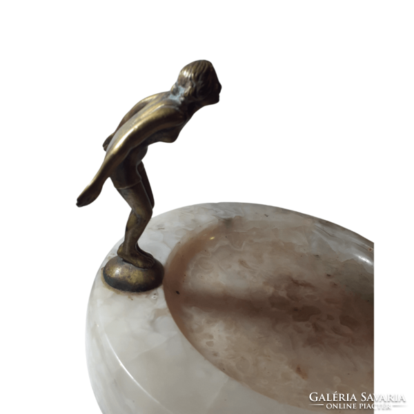 Onix névjegykártya tartó bronz figurával M01536