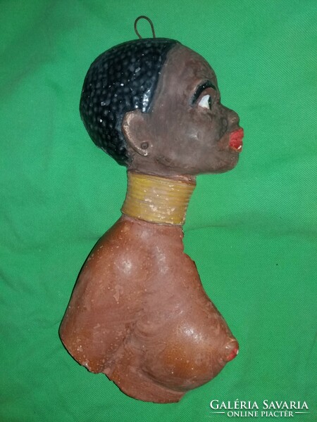 Retro cult decorative object, painted ceramic, black woman half-naked wall decoration 26 cm according to the pictures