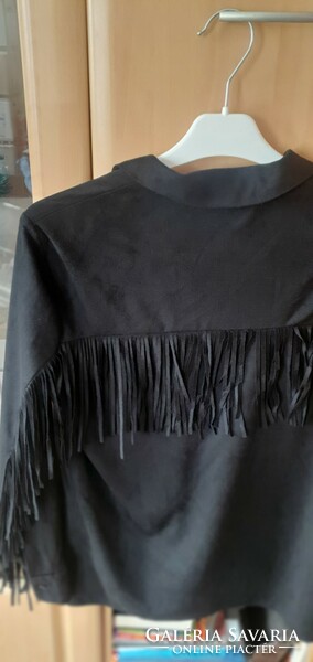 Western fringed shirt in black, size S