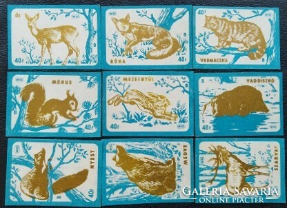Gy17 / 1959 forest animals match tag full row of 9 pcs