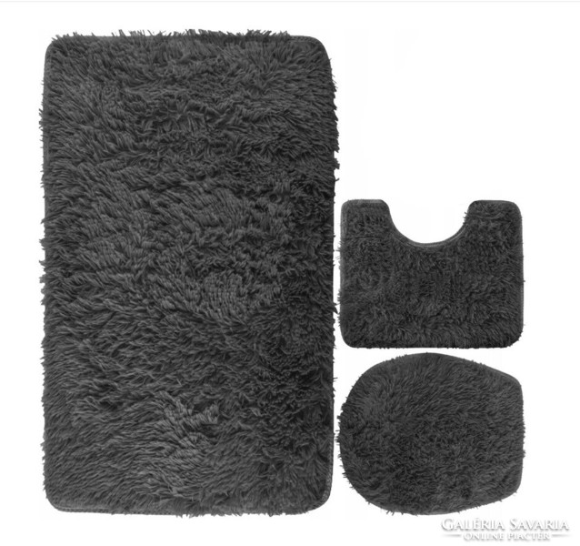 Bathroom rug, dark grey, set of 3