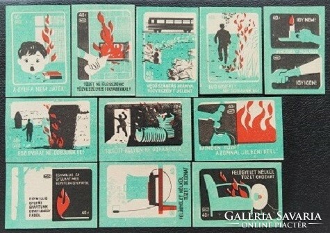 Gy26 / 1967 fire protection match tag complete series of 11 pcs