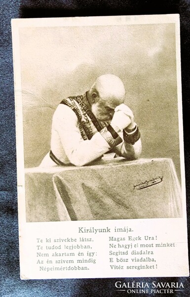 1915 Franz Josef Habsburg, King of Hungary, prayer for the soldiers, original contemporary photo - sheet image