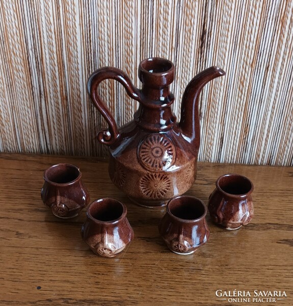 Polish jug, teapot with 3 cups