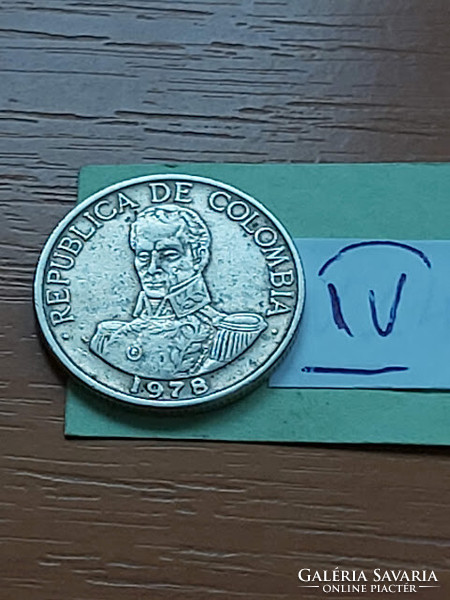 Colombia colombia 1 peso 1978 president simon bolivar, copper-nickel iv