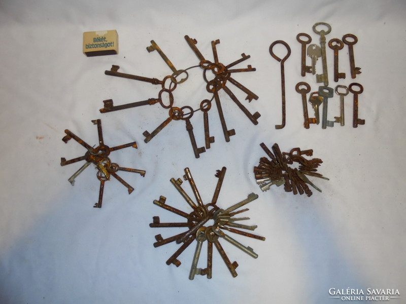 Old keys - gate, door, cabinet, padlock, sluice key, thief's key together - from legacies