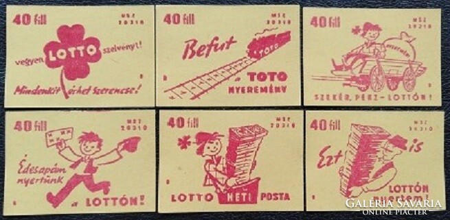 Gy21 / 1957 lottery - lottery i. Full set of 6 match tags