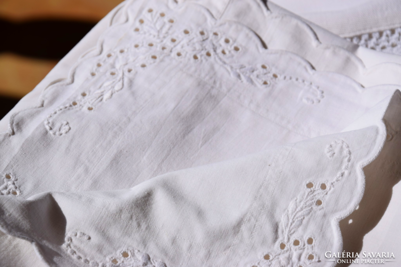 Old hand-embroidered madeira linen 2 duvet covers 1 pillowcase set mirror bed linen 175 x 127
