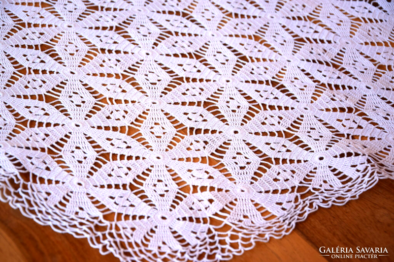 Old Large Hand Crochet Tablecloth Table Centerpiece 72 x 63
