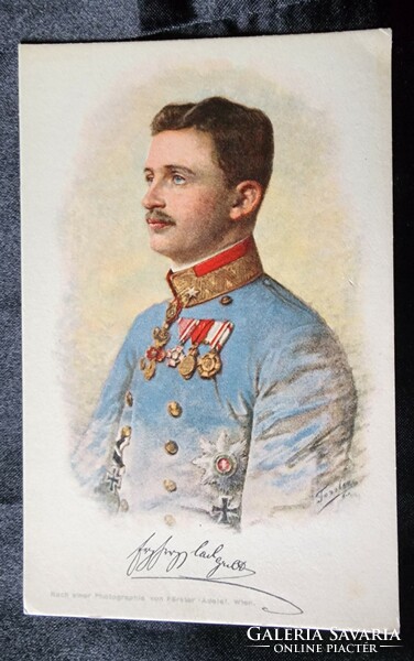 1914 Last Hungarian king iv. Archduke Károly, heir to the crown, contemporary photo sheet