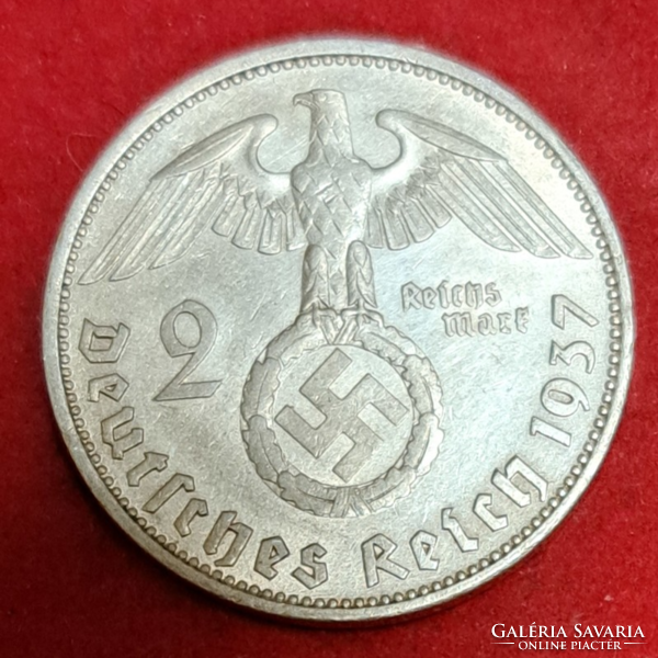 Horogkeresztes ezüst birodalmi 2 Márka 1937. A (553)