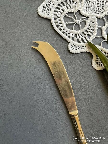 Old copper alloy cheese knife with bamboo pattern. Nice condition, showy piece