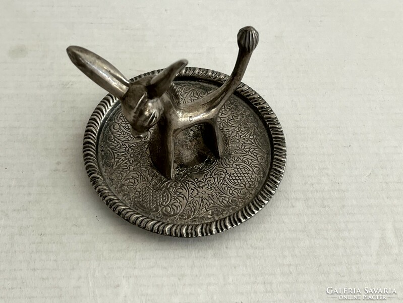 Retro, vintage Zellers ezüstözött gyűrűtartó csacsis tálka