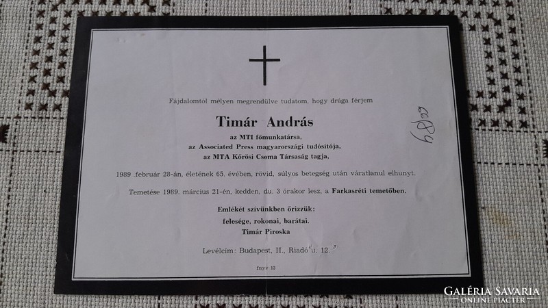 András Tímár mti, mta, obituary