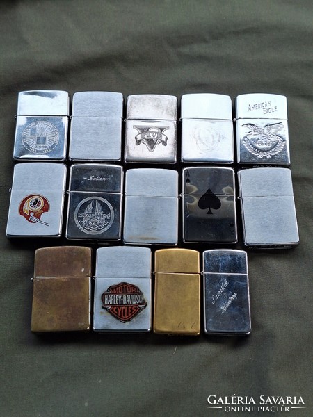 For sale ... Only in one lot ... 14 Zippo petrol lighters