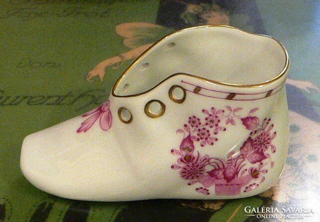 Herend Indian basket patterned porcelain shoes