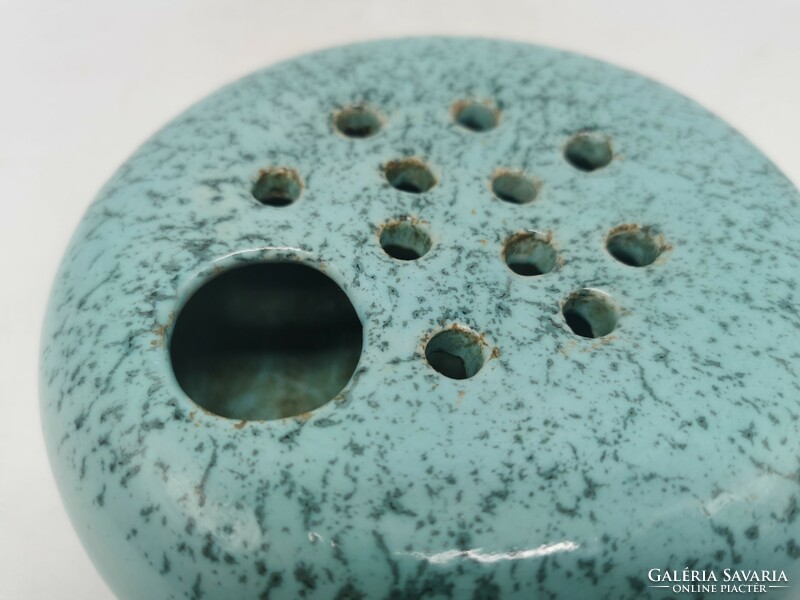 Retro vase, ufo ikebana, Hungarian applied art ceramics, 15 cm diameter
