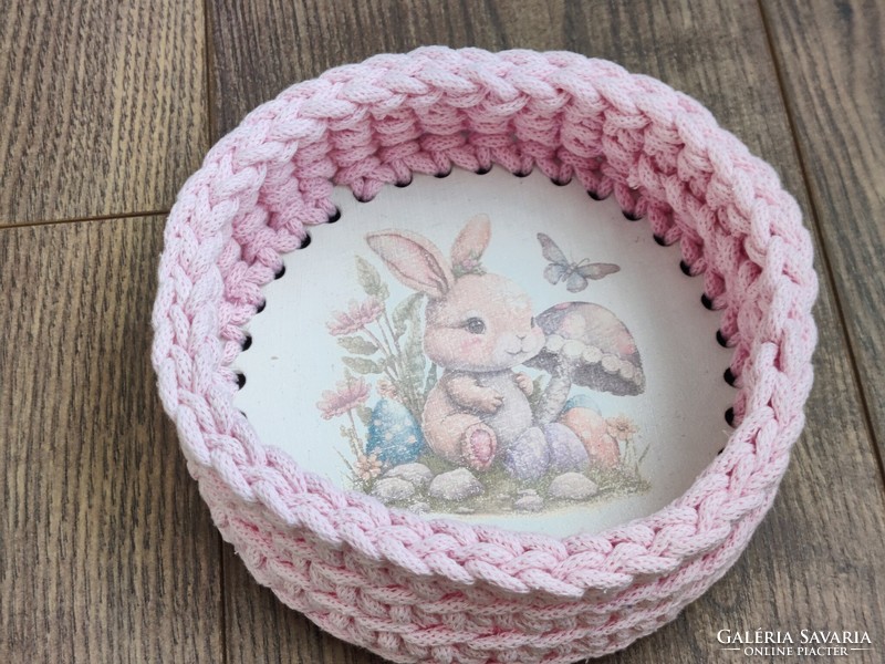 Crochet pink Easter basket