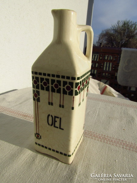 Antique art deco faience kitchen oil holder