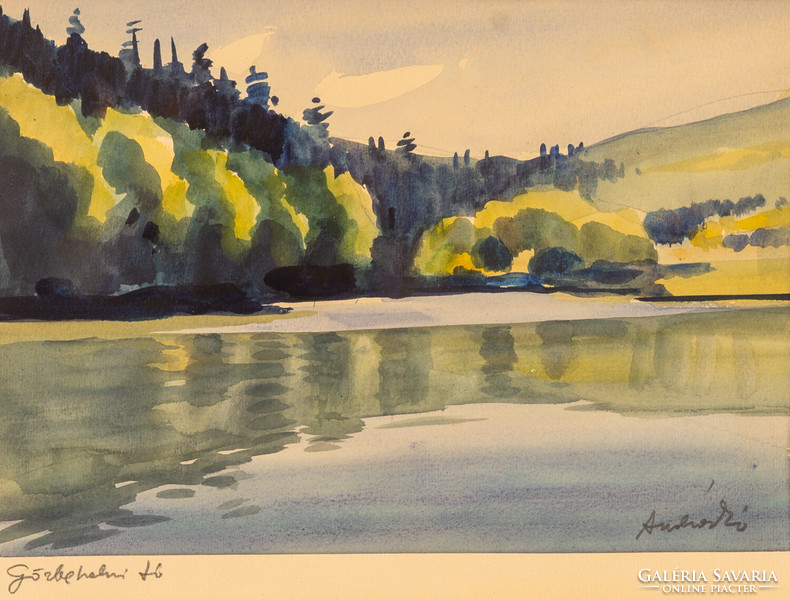 Andráskó István - Görbehalmi tó 23,5 x 34,5 cm akvarell, papír