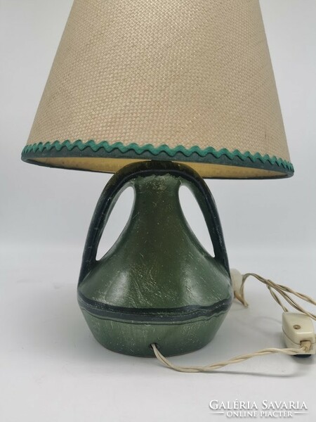 Kerezsi pearl retro ceramic lamp, marked, 18 cm ceramic + 6.5 cm socket, with 40 cm shade