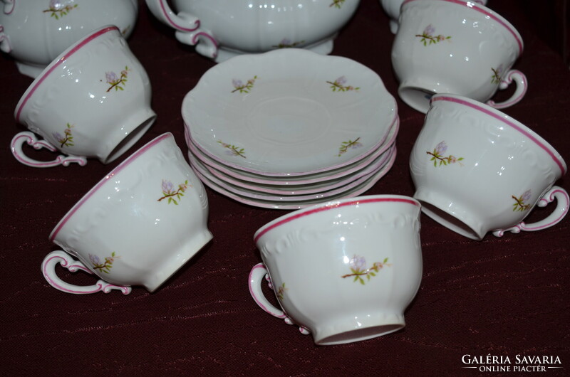 Zsolnay pink peach flower tea set