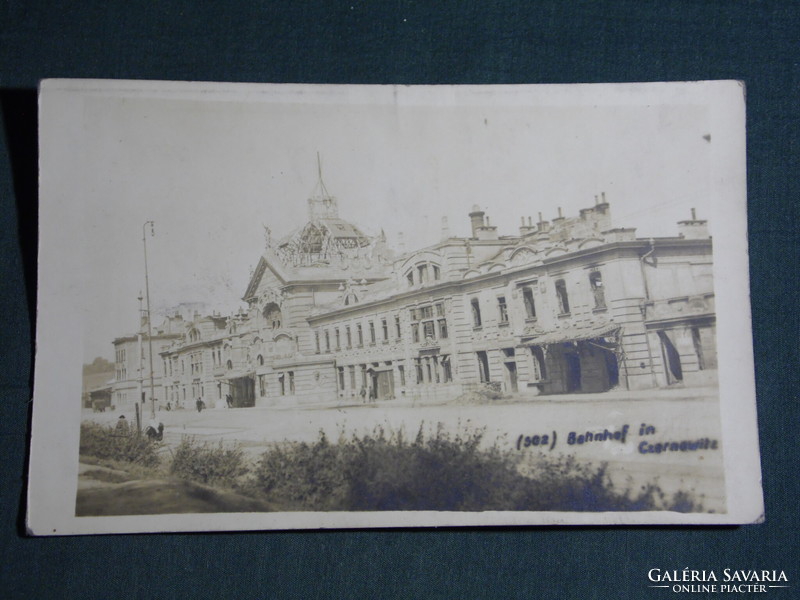 Képeslap, Postcard,Ukrán,Chernivtsi,Czernowitz,Cernauti,Csernyivci ,Bahnhof, vasútállomás. 1910
