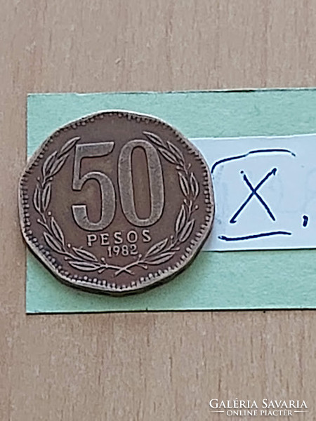 Chile 50 pesos 1982 aluminum bronze, bernardo o'higgins, x
