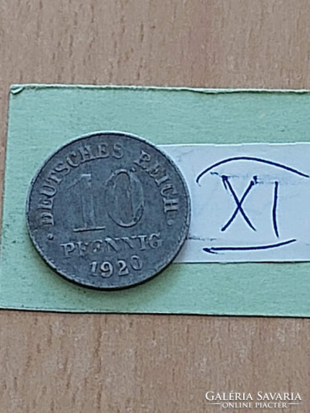 German Empire deutsches reich 10 pfennig 1920 zinc, ii. William xi