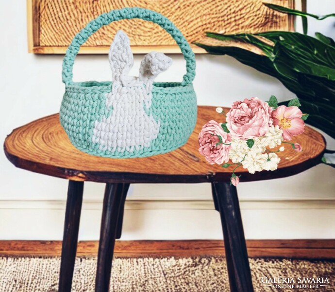 Easter bunny crocheted storage basket