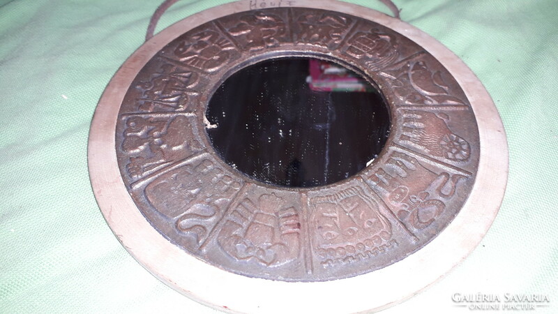 Old gallery-industrial artist wood copper plate applique zodiac 12 zodiac wall decoration mirror hot water 18 cm