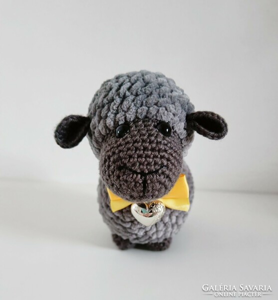 Crocheted black lamb