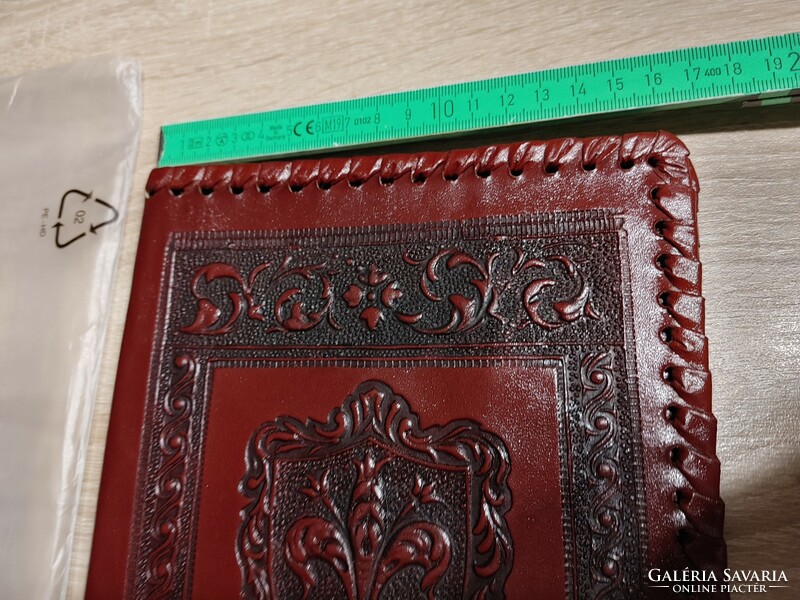 Leather book cover with embossed leather decoration - new, unfolded for the photo book cover leather
